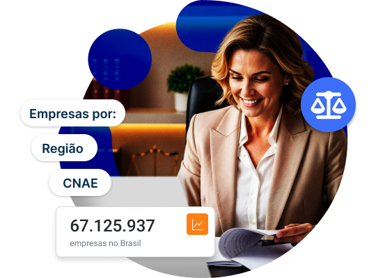Advogada usando sistema para identificar empresas para processos de classe