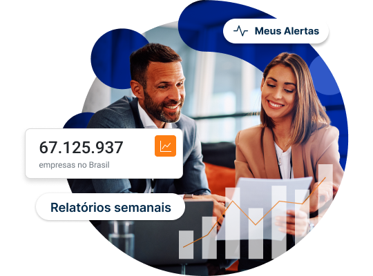 Profissionais analisando relatórios com gráficos e dados de empresas no Brasil