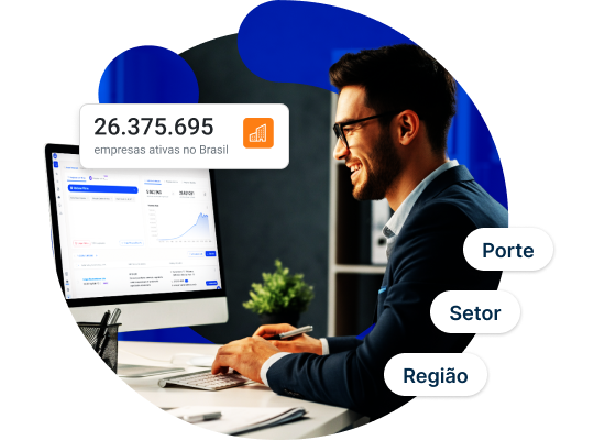 Contador analisando lista de prospects em dashboard com filtros empresariais