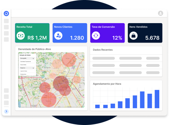Dashboard com mapa de calor mostrando densidade de público-alvo para campanhas OOH