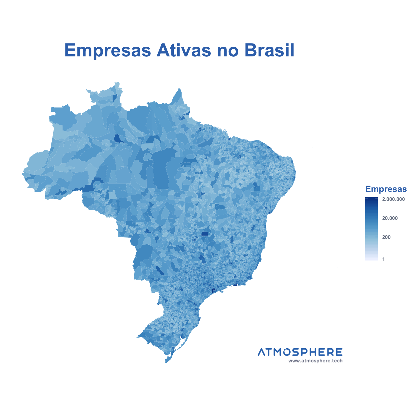 Oportunidados Empresas Ativas por Município no Brasil