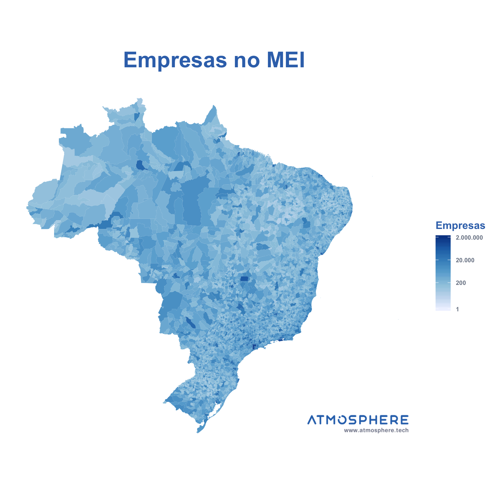 Oportunidados Empresas no MEI por Município no Brasil