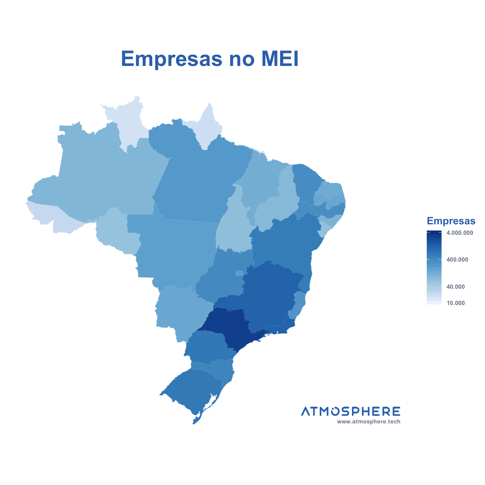 Oportunidados Empresas no MEI por Estado no Brasil