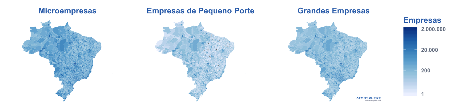 Oportunidados Porte das Empresas Ativas por Município no Brasil