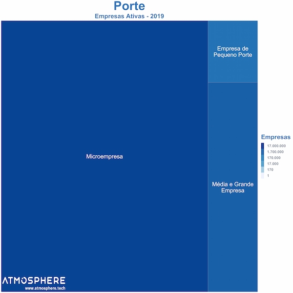 Distribuição do Porte nas Empresas Ativas do Brasil em 2019